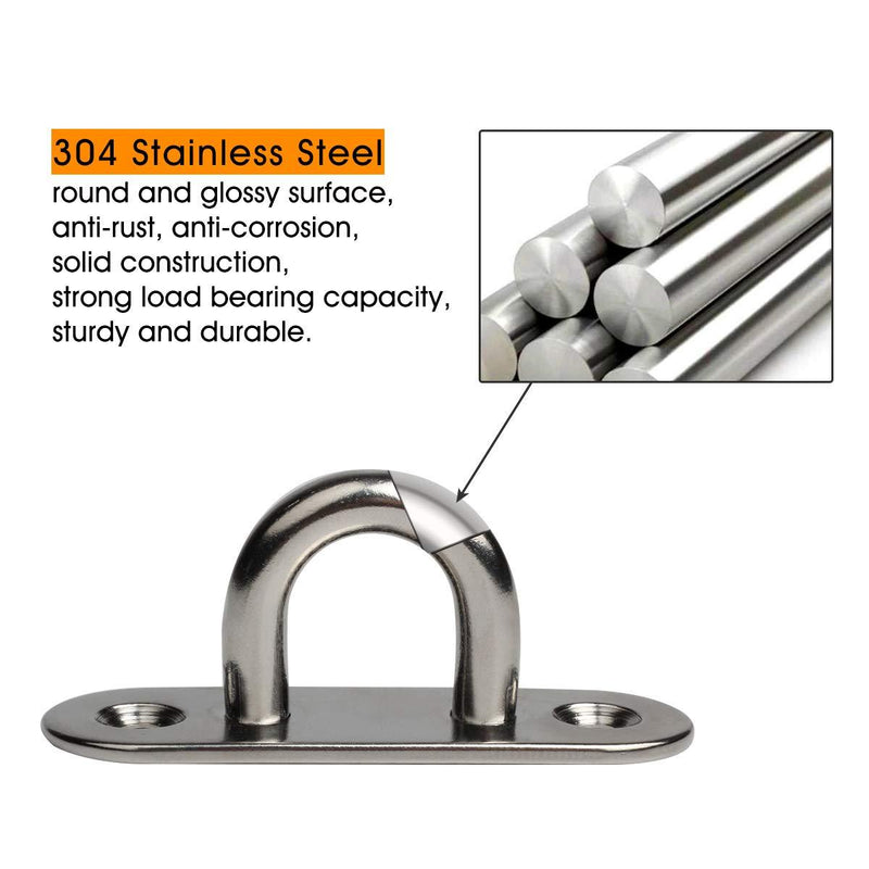WOFTD 4-Pack M8 Strip Type Eye Plate 3.1 inch 304 Stainless Steel Ceiling Hook Ring Hooks with Enclosed Hook Boat Rigging Heavy Duty Ceiling & Wall Mount Hanging Hardware Fitting 3.1" M8, 4-Pack