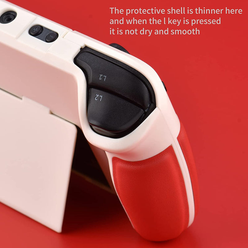UYIYE Kickstand Case for Steam Deck White Red - Protective and Reliable Accessory with Stand Function Beige/Red NEW-White+Red