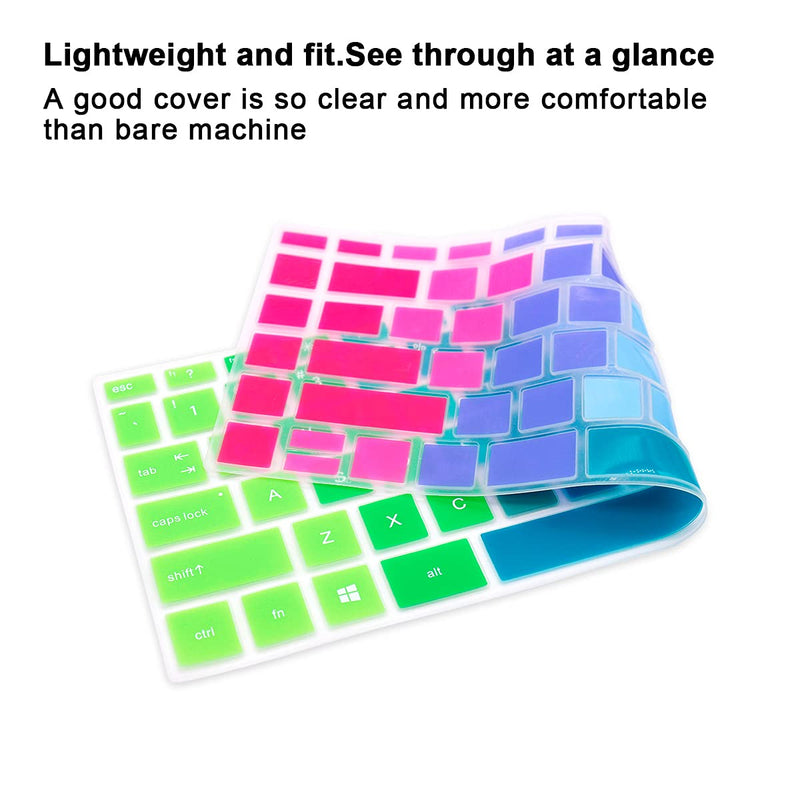 MMDW English Silicone Keyboard Cover for HP 2020 2019 2018 for HP 14" Laptop/for HP Pavilion X360 14M-BA 14M-CD 14M-DH 14-BF 14-cm 14-CF 14-DF 14-DK 14-DS 14-DQ Series,Rainbow Rainbow