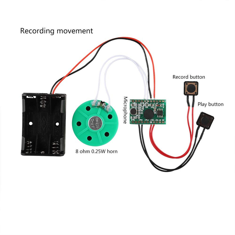 Pokerty Recording Voice Module, 30S Loop Play Recordable Voice Sound Module DIY Greeting Card Module Cable Extened 5CM