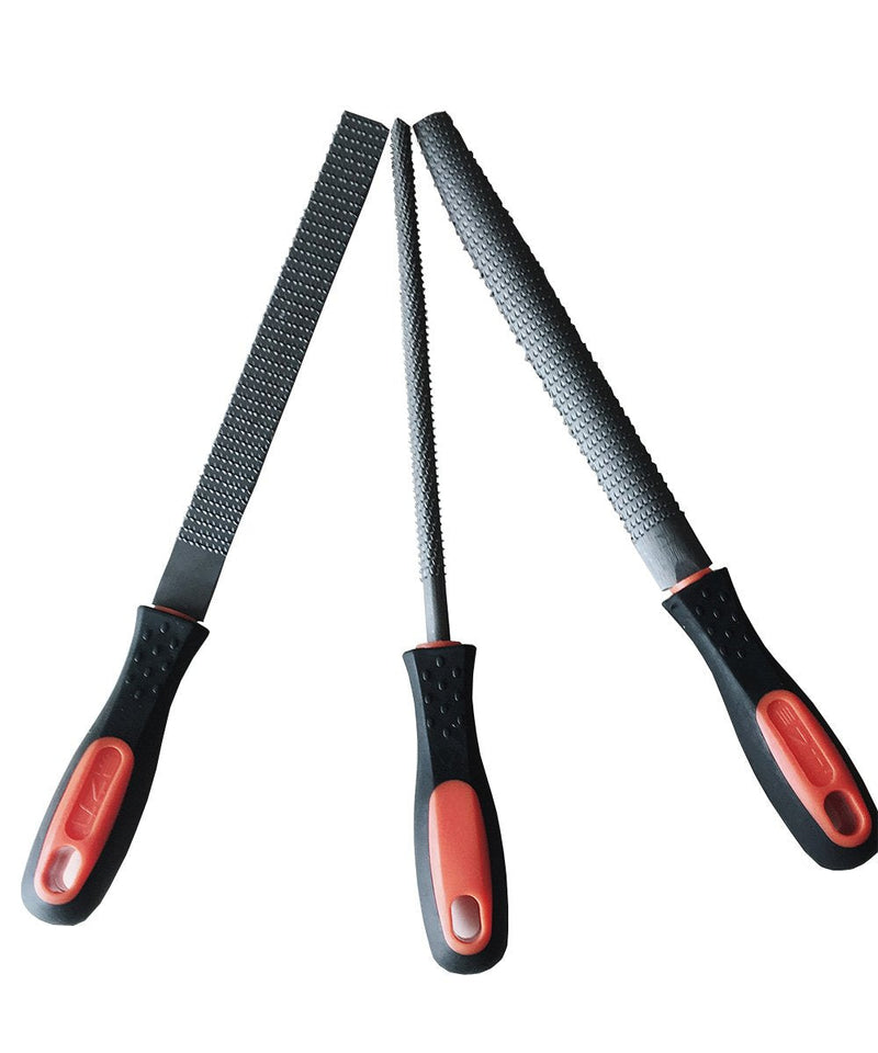 YCAMMIN 8" Wood Rasp File Set with Rubber Grip - Includes Hand Cut Round, Half-Round, and Flat Rasp File Kit - Curved and Flat Tools(3 Pcs)The Color of Packing Bag is Random 8'' wood rasp