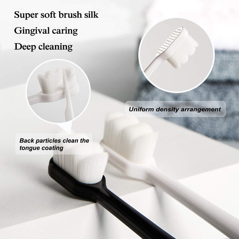 12 Pcs Extra Soft Toothbrush, Soft Bristle Toothbrush Adult Sensitive Teeth, Micro Nano Manual Toothbrushes, Ultra Soft Toothbrush for Sensitive Teeth Oral Gum Recession(White + Black + Scraper) (White + Black + Scraper)