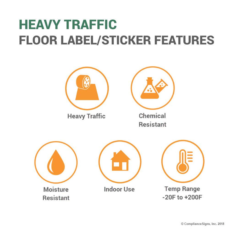 ComplianceSigns.com [Graphic Only] Arrow Floor Label Decal, 12 inch Heavy-Traffic Vinyl for Wayfinding, Made in USA