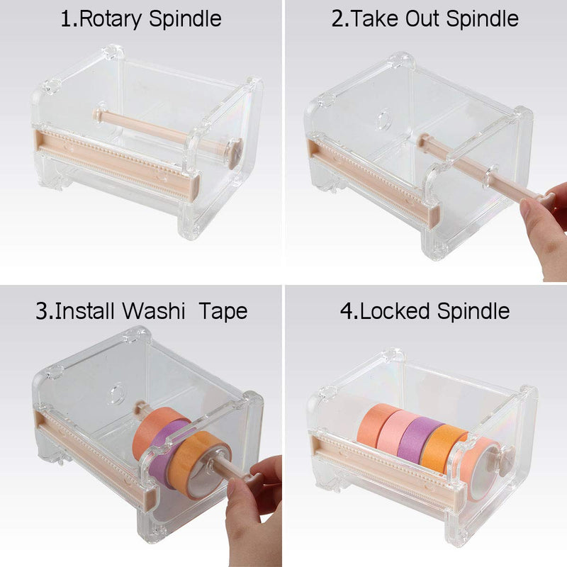 Washi Tape Holder, 6PCS Clear Roll Tape Holder Organizer, Perfect for Cutter Masking Tape in School, Office and Home for DIY(Clear)