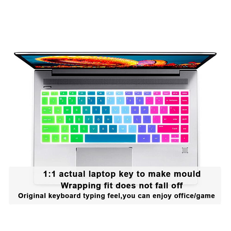 MMDW English Silicone Keyboard Cover for HP 2020 2019 2018 for HP 14" Laptop/for HP Pavilion X360 14M-BA 14M-CD 14M-DH 14-BF 14-cm 14-CF 14-DF 14-DK 14-DS 14-DQ Series,Rainbow Rainbow