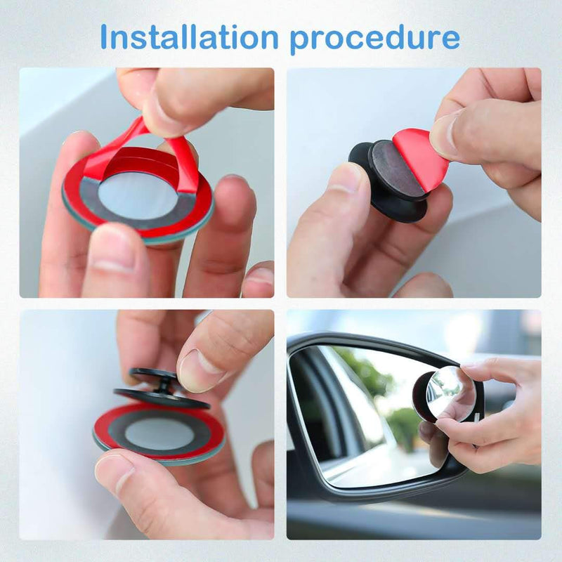 CUNCUI 2pcs Blind Spot Mirror, 360 Degree Adjustabe HD Glass, 2" Round HD Glass Convex Rear View Mirror, for any Car, Van, Suv and Trucks.