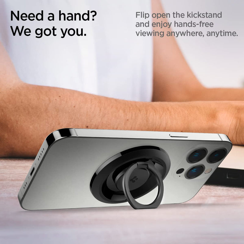 Spigen O-Mag Ring (MagFit) Magnetic Phone Holder Grip Designed for MagSafe (iPhone 14 Pro Max, 14 Pro, 14 Plus, 14, 13 and 12 Series) - Black