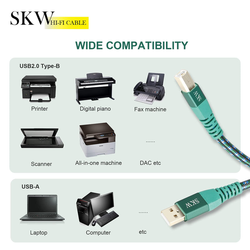SKW Entry Level HC Series USB Printer Cable USB A to USB B Cable 3ft/1M