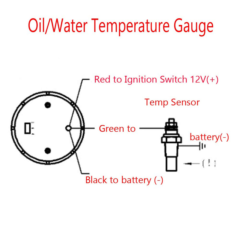 ESUPPORT Car 2" 52mm Water Temp Gauge Meter Temperature Light