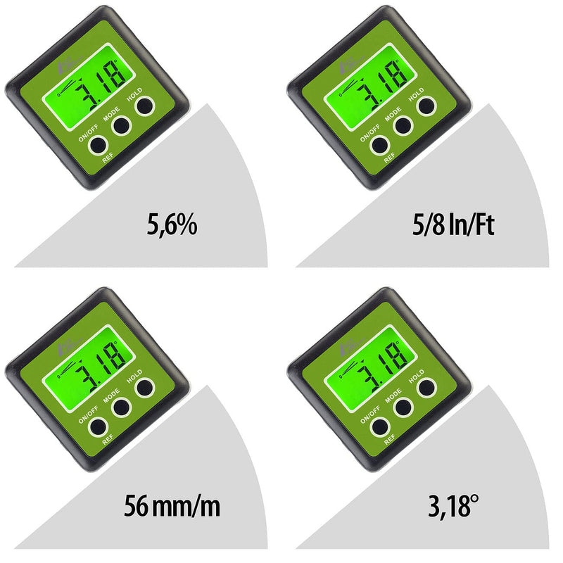 AGT Professional Inclinometer: Digital Protractor, Illuminated LCD Display, Aluminum, IP54, 0-360° (Spirit Level, Digital Inclinometer, Digital)