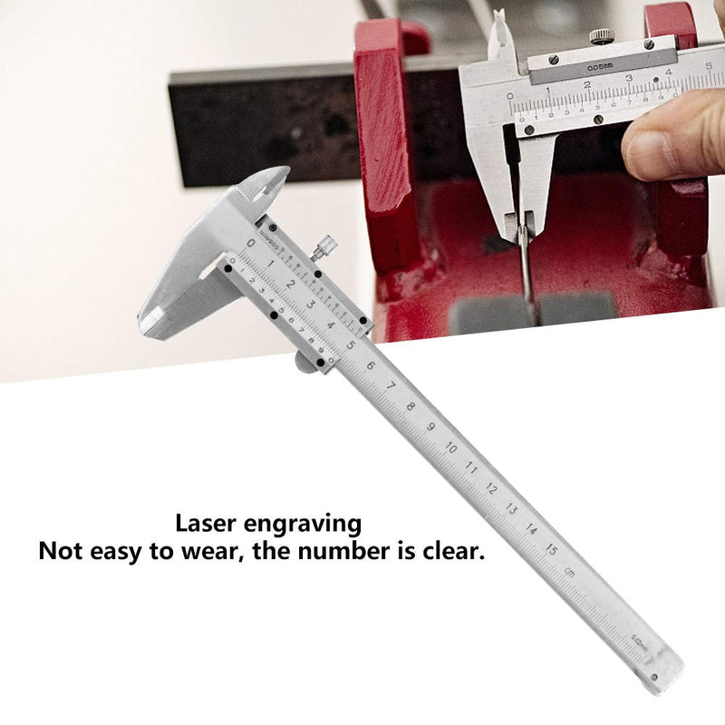 Professional Caliper Vernier, High Accuracy Carbon Steel Measuring Tool Caliper for Inside, Outside, Depth and Step Measurements, 0-150mm