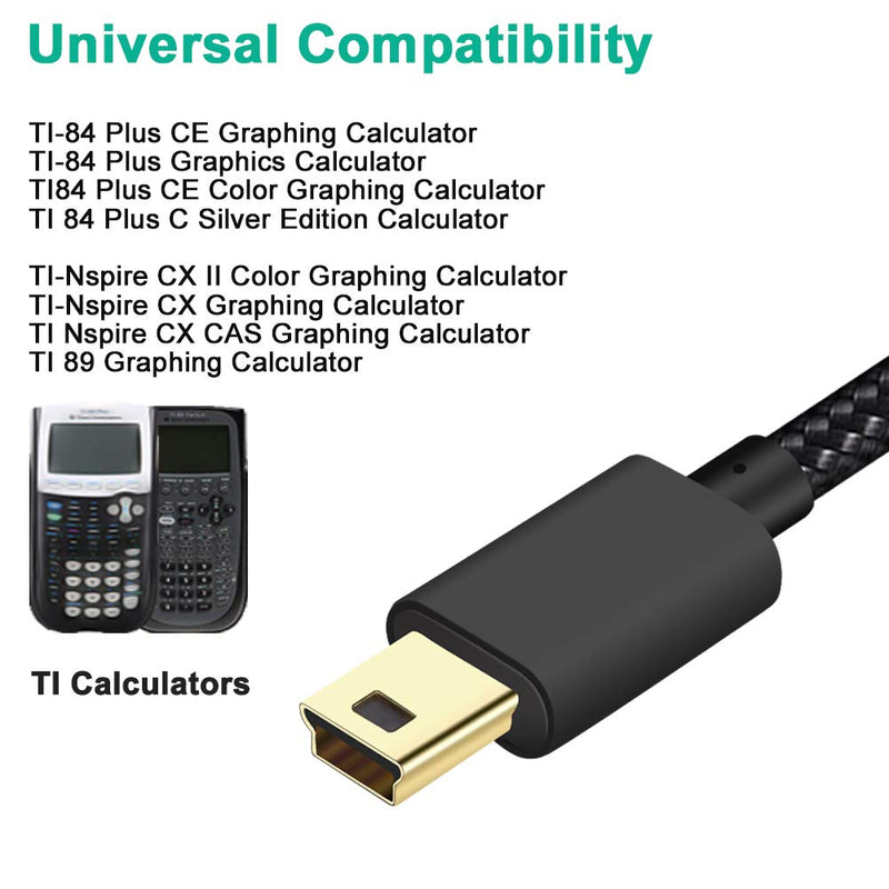 USB Power Cable Charging Cord for TI-84 Plus CE Calculators,TI-84 Plus C Silver Edition Graphing Calculators,TI-Nspire CX,TI Nspire CX CAS,TI 89,SCOVEE Data Charger for Texas Instruments Replacement