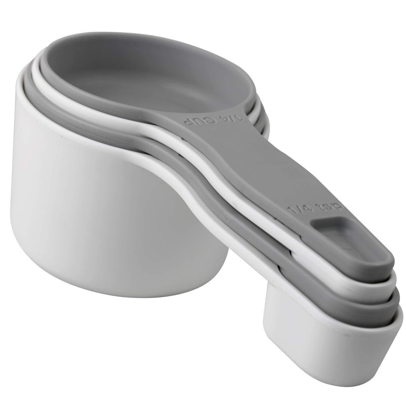 Storage Theory 4 Piece set of 2-in-1 Combo Measuring Cup & Spoon Kitchen Tools, White/Grey White/Gray Mixed