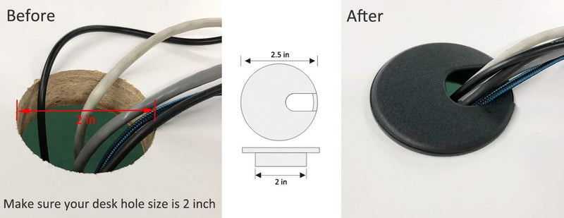Desk Grommet 2" Black (5 Pack) 5 Pack Black