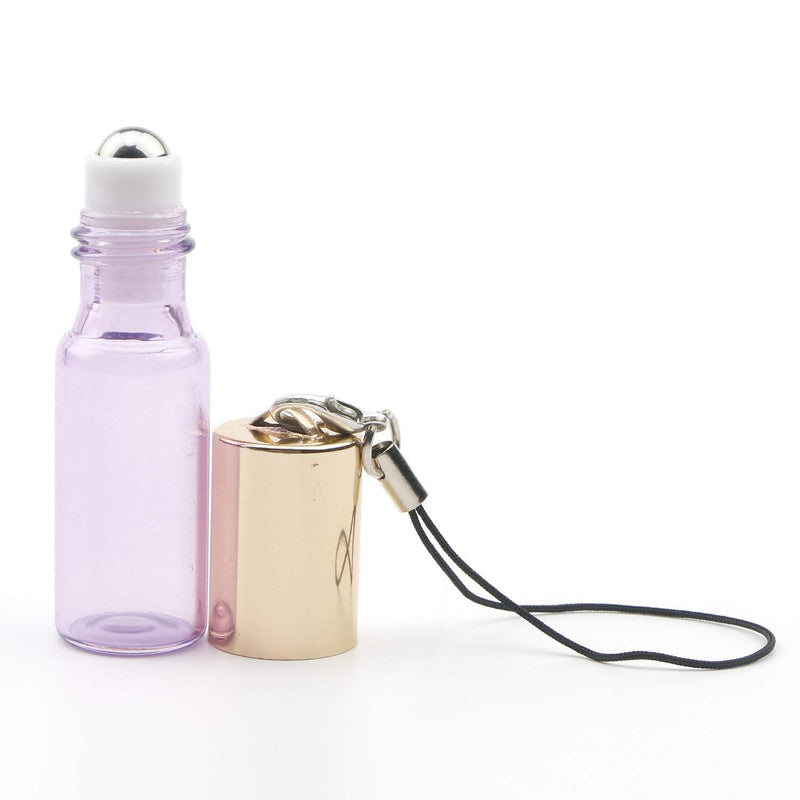 Ellbest 10 Pack 5ml Portable Pearl Purple Colored Glass Roller Bottles with Stainless Steel Roller Balls and Essential Oil key Opener