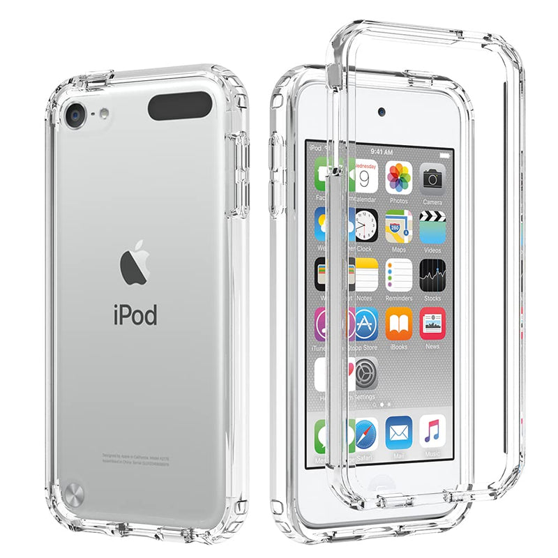 COTDINFOR Cover for iPod Touch 7 Case Clear Crystal Non Yellowing Heavy Duty Soft TPU Dual Layer Bumper Rugged Full-Body Protective Shockproof Clear Case for iPod Touch 7 / Touch 6 / Touch 5 Clear