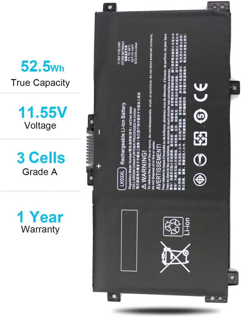LK03XL Battery for HP Envy X360 15-bp100 15-bp000 15m-bq1xx 15m-bp011dx 15m-bp012dx 15m-bp111dx 15-bp107tx HSTNN-UB71 916368-541 916814-855 Envy 17 17 17-ae143ng 17m-aeoxx 17m-ae011dx 17m-ae111dx