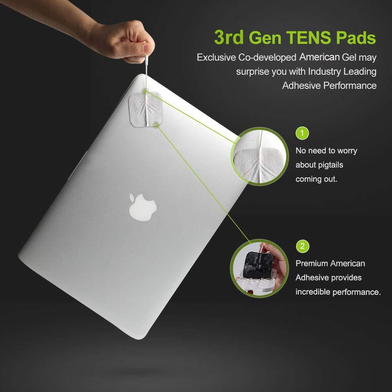 AUVON TENS Unit Pads Electrode Patches with Upgraded Self-Stick Performance and Non-Irritating Design for Electrotherapy A-White