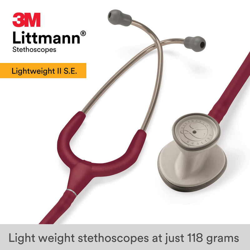 3M Littmann Lightweight II SE Stethoscopes, 2451, burgundy tube, 70 cm, 1 piece burgundy