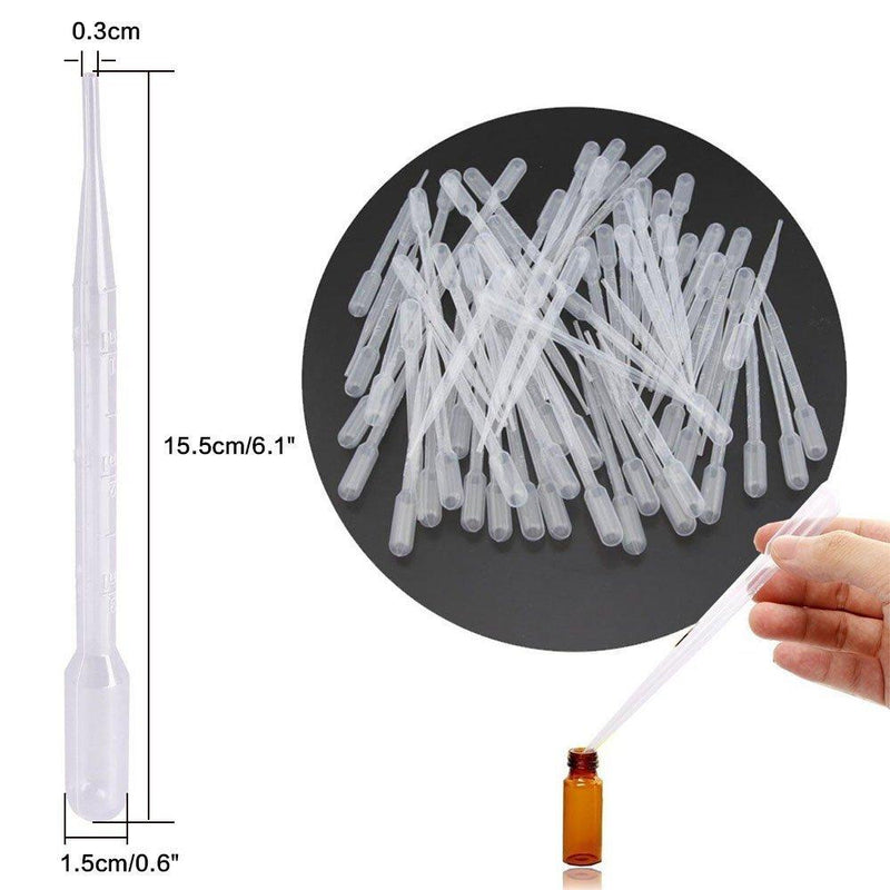 Basic Essential Bottles 100pcs 3ml Disposable Graduated Plastic Transfer Pipettes