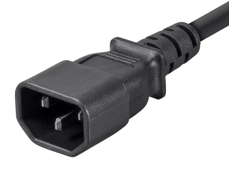 Monoprice 3-Prong Extension Cord - 6 Feet - Black | IEC 60320 C14 to IEC 60320 C13, 18AWG, 13A, 125V