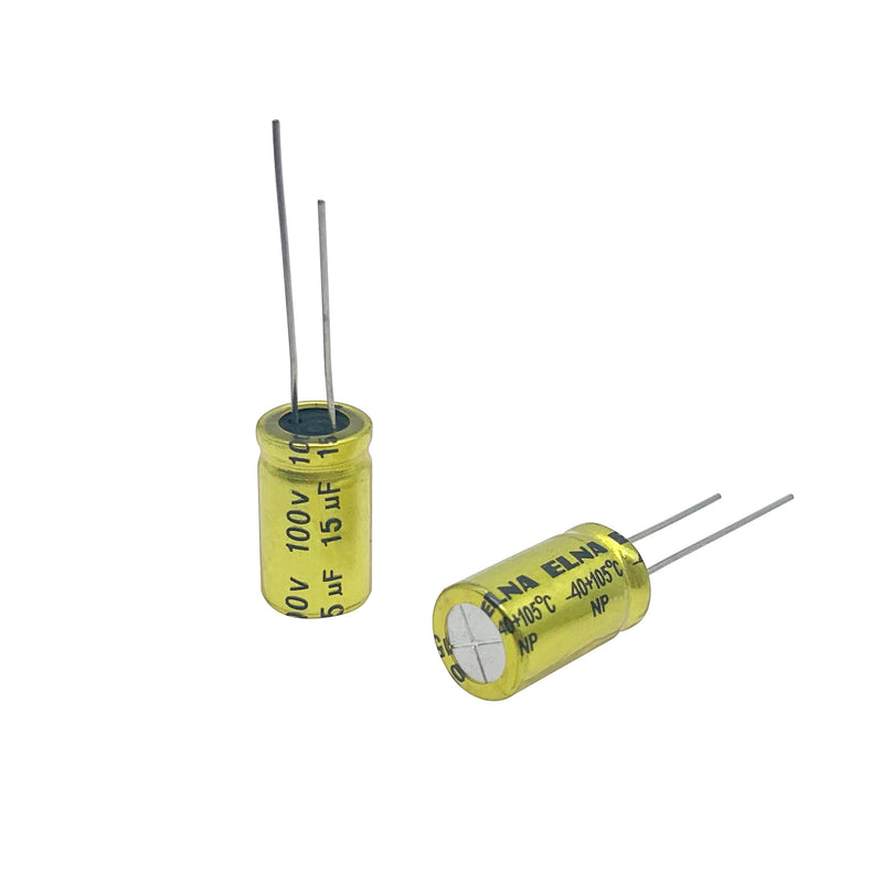 Cermant 10Pcs 15uf 100V Non-Polarized Electrolytic Capacitor 10x17mm(0.39x0.67in) NP Capacitor for Audio Tweeter Frequency Divider Capacitor