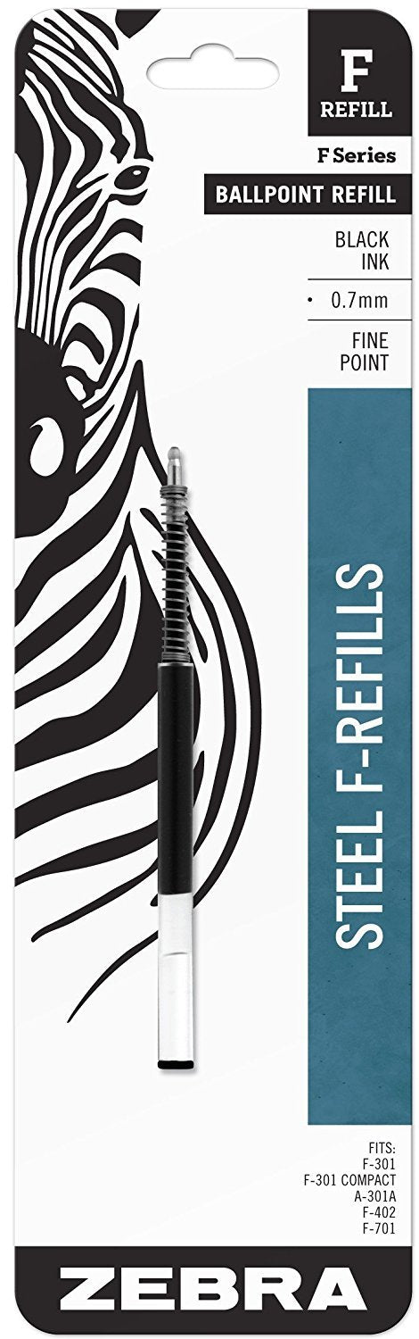 12 PACK: Zebra Pen F-Refill 0.7mm Black 1 per pack - Zebra Pen 85511