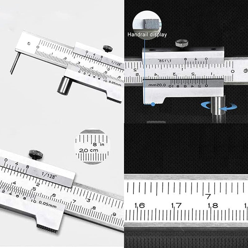 Vernier caliper marking gauge with roller 0-200 mm, stainless steel, portable for iron, wood, plastic