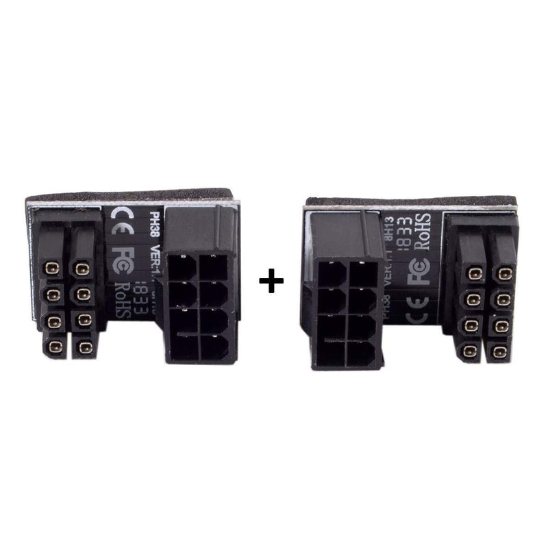 CY ATX 8Pin Female to 8pin Male 180 Degree Angled Adapter for Desktops Graphics Card 8PIN-8PIN*2