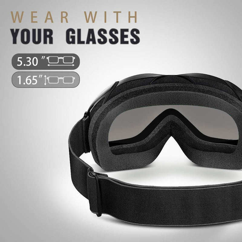 OutdoorMaster Ski Goggles OTG - Over Glasses Ski/Snowboard Goggles for Men, Women & Youth - 100% UV Protection Vlt 11%