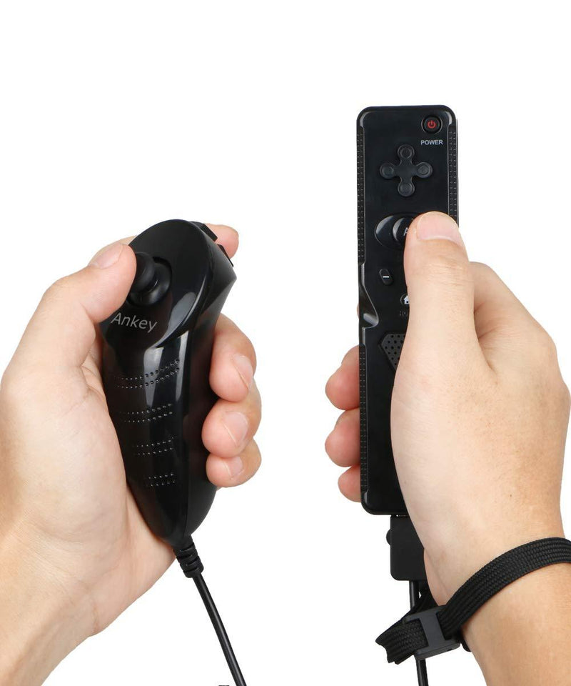 2Packs Nunchuck Controller Remote Replacement for Nintendo Nunchuk Wii Wii U Console Black