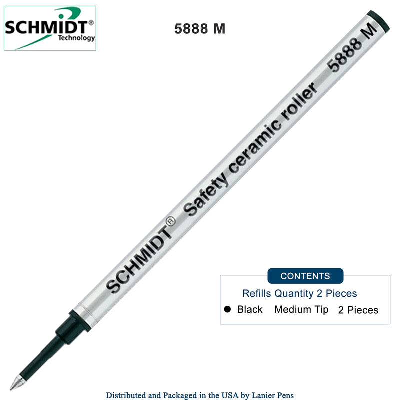 2 Pack - Schmidt 5888 Black Medium Rollerball Metal Refill