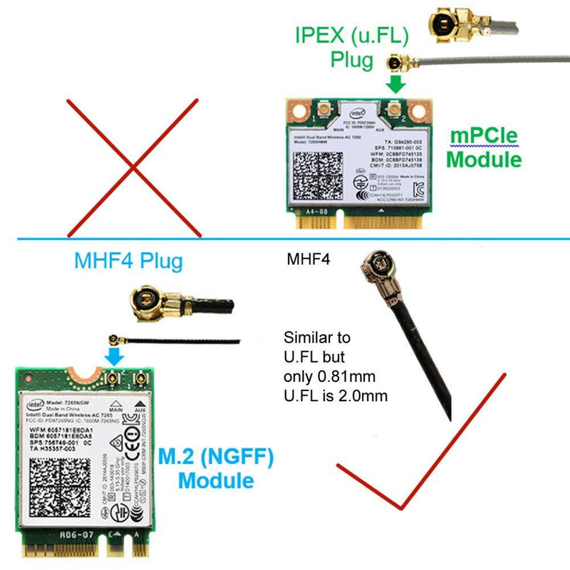 8dBi 2.4GHz 5GHz 5.8G Dual Band WiFi RP-SMA Male High Gain Antenna & MHF4 IPEX 4 to RP SMA Female Cable Antenna for NGFF M.2 AX200 9260 WiFi Card Wireless Routers PC Repeater Desktop PC FPV UAV Drone