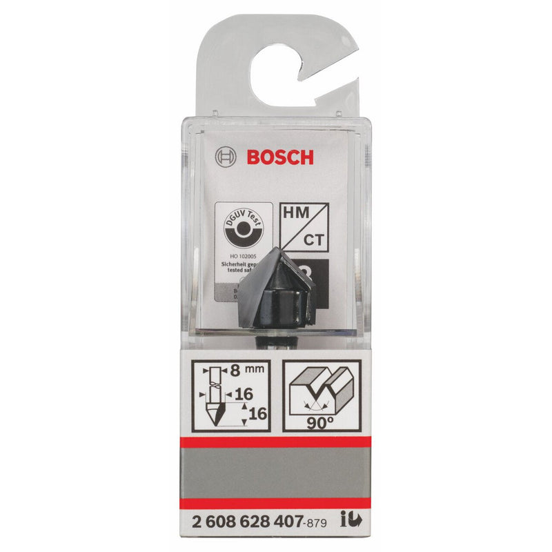 Bosch Accessories Bosch Professional Accessories 2608 628 407 V-groove cutter 8 mm, D1 16 mm, L 16 mm, G 45 mm, 90° 90° 8x16x15.65 mm