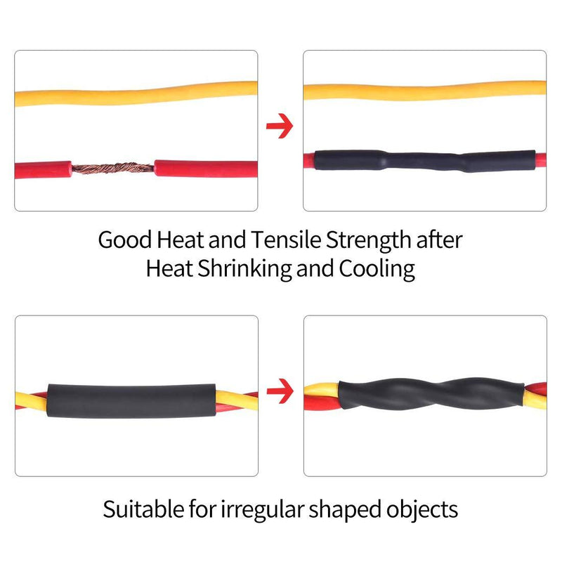 Purple-fox 3:1 Heat Shrink Tubing Adhesive-Lined Heat Shrinkable Tube Waterproof Insulation Sealing DIY Black (Dia 3/16(4.8mm)) Dia 3/16(4.8mm)