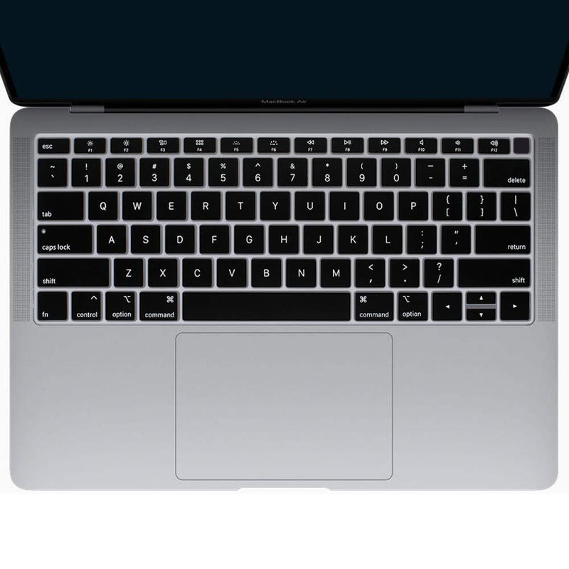 ProElife Premium Keyboard Cover Ultra Thin Silicone Keyboard Protective Skin for 2018 2019 MacBook Air 13" 13.3-Inch with Touch ID (A1932 US Layout) (NOT FIT for 2020 Version) (Black) For 2018-2019 Air 13'' A1932 Black