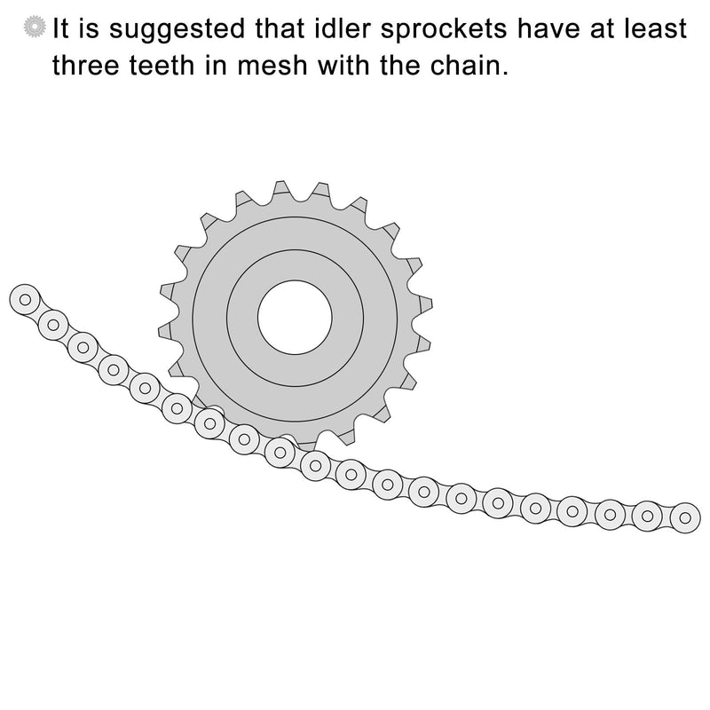 uxcell #25 Chain Idler Sprocket, 8mm Bore 1/4" Pitch 19 Tooth Tensioner, Black Oxide Finish C45 Carbon Steel with Insert Double Bearing for ISO 04C Chains