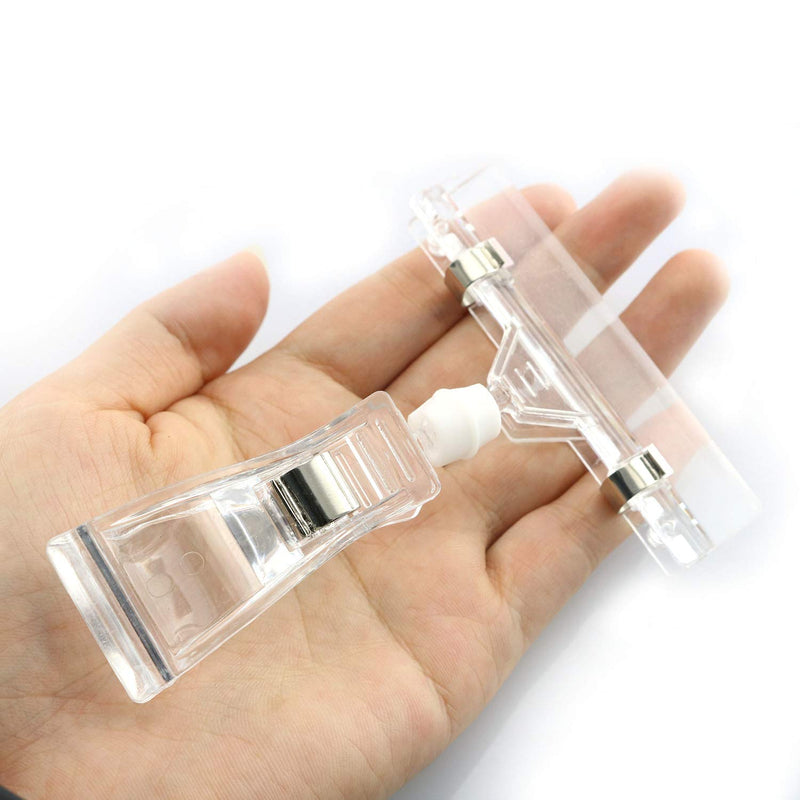 RLECS 10pcs Store Sign Holders Transparent Plastic Stand Price Display Holders Rotatable POP Clips 11x8cm