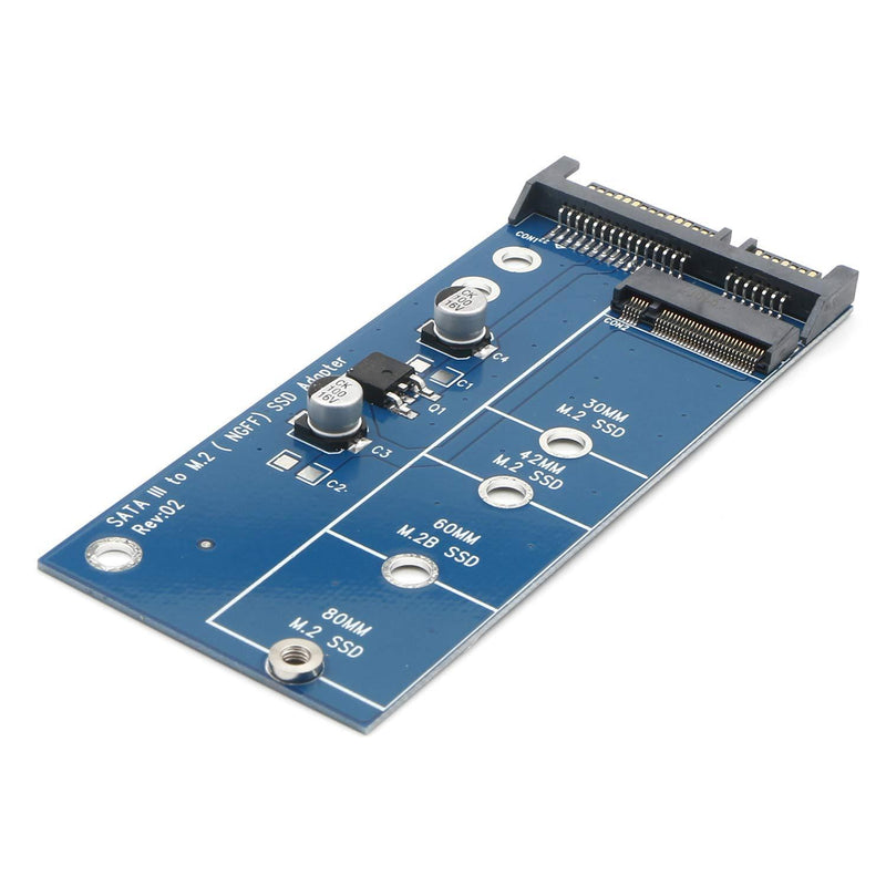 JIUWU M.2 (NGFF) SSD to AD905A SATA III 3 Adapter with 5 Pin Connector Hard Disk Drive Converter Card â€¦ Blue