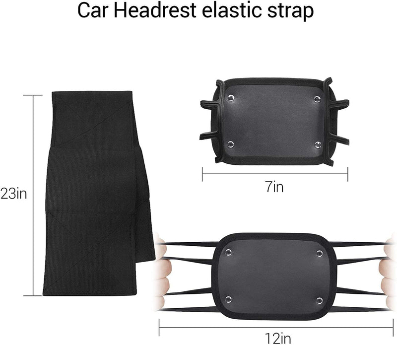 Car Headrest Mount Silicon Holder - 2 Pack Universal Tablet Holder for Car Kids Tablets Car Mount Angle-Adjustable Car Headrest Holder Fits All 7-11 inch Tablets and Switch Game Machine Black