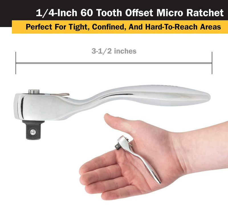 Titan 11204 1/4-Inch x 3-1/2-Inch 60 Tooth Offset Micro Ratchet Offset Ratchet