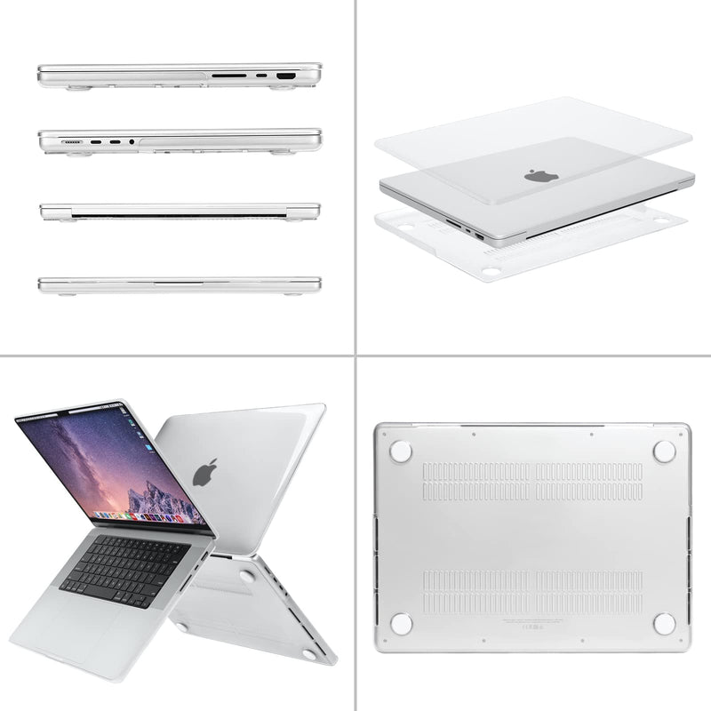 MOSISO Compatible with MacBook Pro 16 inch Case 2021 Release A2485 M1, Vertical Sleeve Bag&Plastic Hard Shell&Keyboard Skin&Screen Protector&Storage Bag, Gray&Crystal Clear