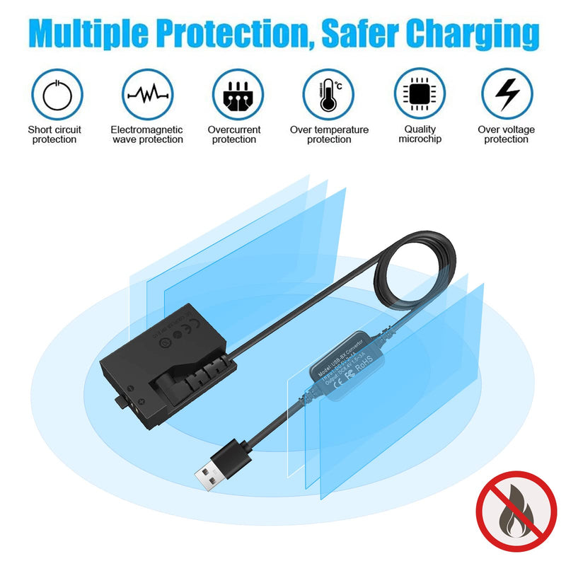 TKDY ACK-E10 EOS Rebel T7 USB Continuous Power Supply LP-E10 Dummy Battery DR-E10 DC Coupler Kit for Canon EOS T6 T5 T3, Kiss X50 X70 X80 X90, EOS 1100D 1200D 1300D 1500D 2000D Digital Camera.