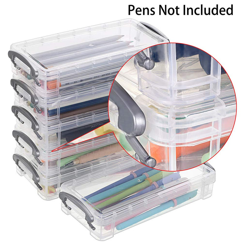 BTSKY Large Capacity Pencil Box, Office Supplies Storage Organizer Box, Brush Painting Pencils Storage Box Watercolor Pen Container Drawing Tools(6 Pack) Transparant