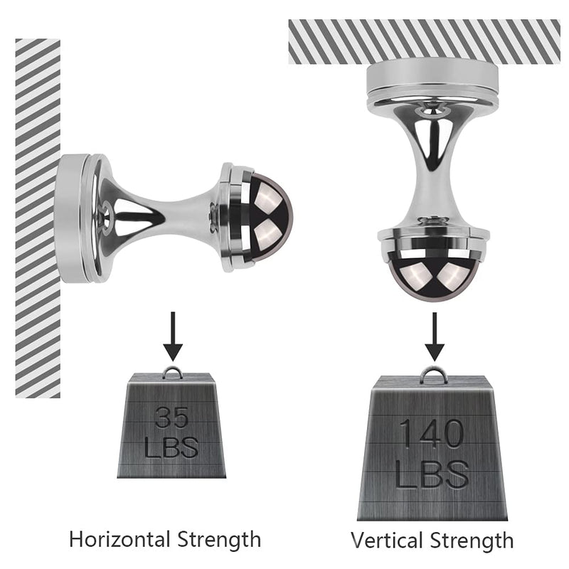 MHDMAG Magnetic Hooks for Hanging Coats, Magnet Hooks Heavy Duty Magnet Holder, Neodymium Rare Earth Magnet for Home, Office, Bags, Workplace or Traveling. Pack of 2. M36-2sliver