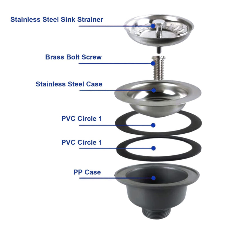 VIKSAUN Sink Collection 304 Stainless Steel Kitchen Strainer Basket Valve Sink Basket Strainer Plug Kitchen Sink Strainer (114mm) 114mm