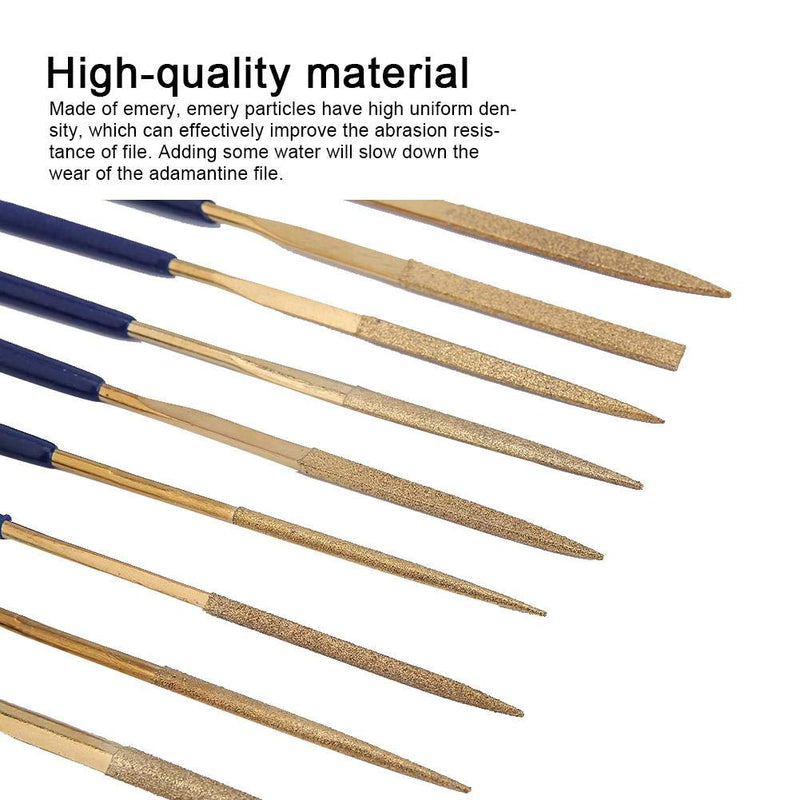 Diamond File,Titanium Coated Diamond Needle File Set 10pcs Titanium Alloy Diamond Files Repair Tool Metal Glass Ceramic Jewelry Carving