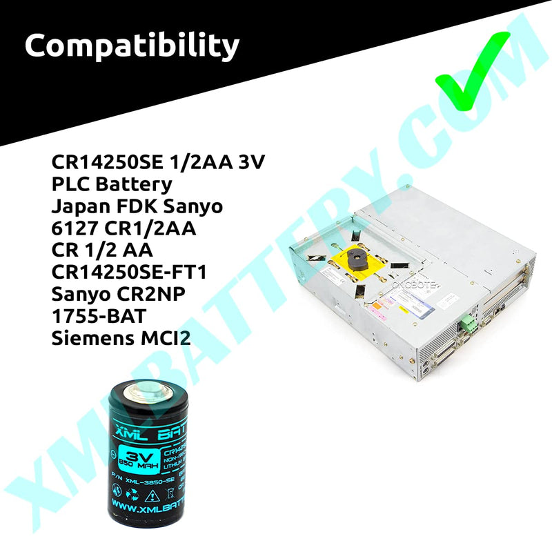 (1 Pack) XML Battery CR14250SE 1/2AA 3V 850mAh PLC FDK Sanyo CR 1/2 AA CR1/2AA 6127 1755-BAT 1 Pack CR14250SE Battery