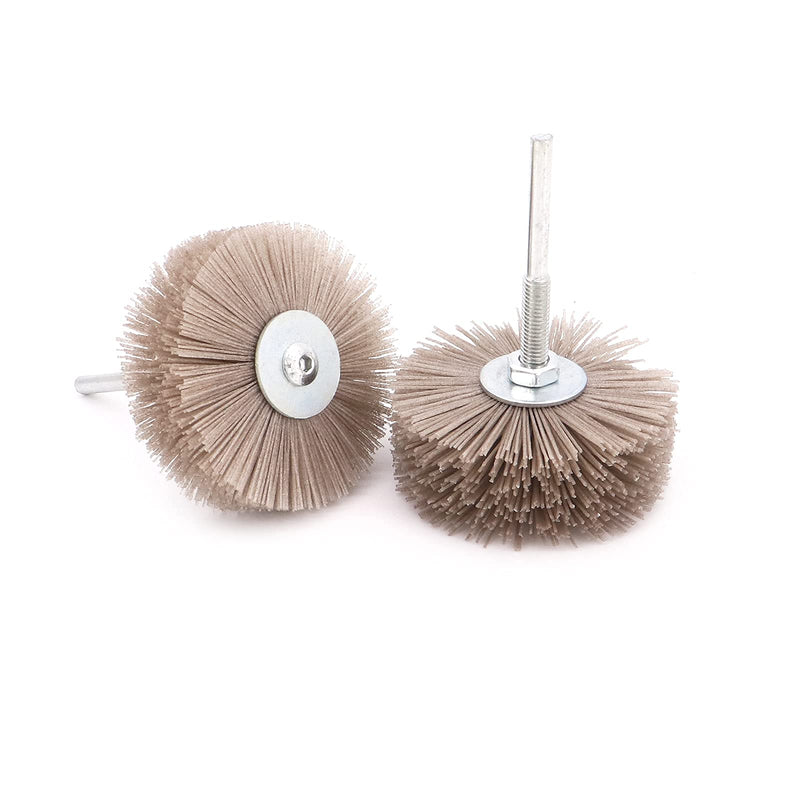 Yuhtech Disc Brush Nylon, 5 Pieces 5 Size Abrasive Nylon Wheel Brush 80Grit 120Grit 180Grit 240Grit 320Grit Nylon Disc Brush with 6mm Shaft Woodworking Polishing Grindering Wheel