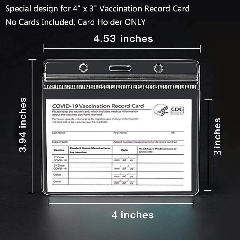 Vaccination Card Protector, 4x3 Inches Waterproof Clear Card Holder, Reusable Clear Vinyl Vaccine Cards Holder Clear Vinyl Plastic Sleeve Clear (6 Pack)